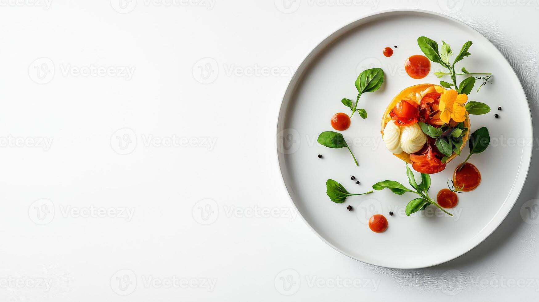A plate with a tomato and cheese dish on it photo