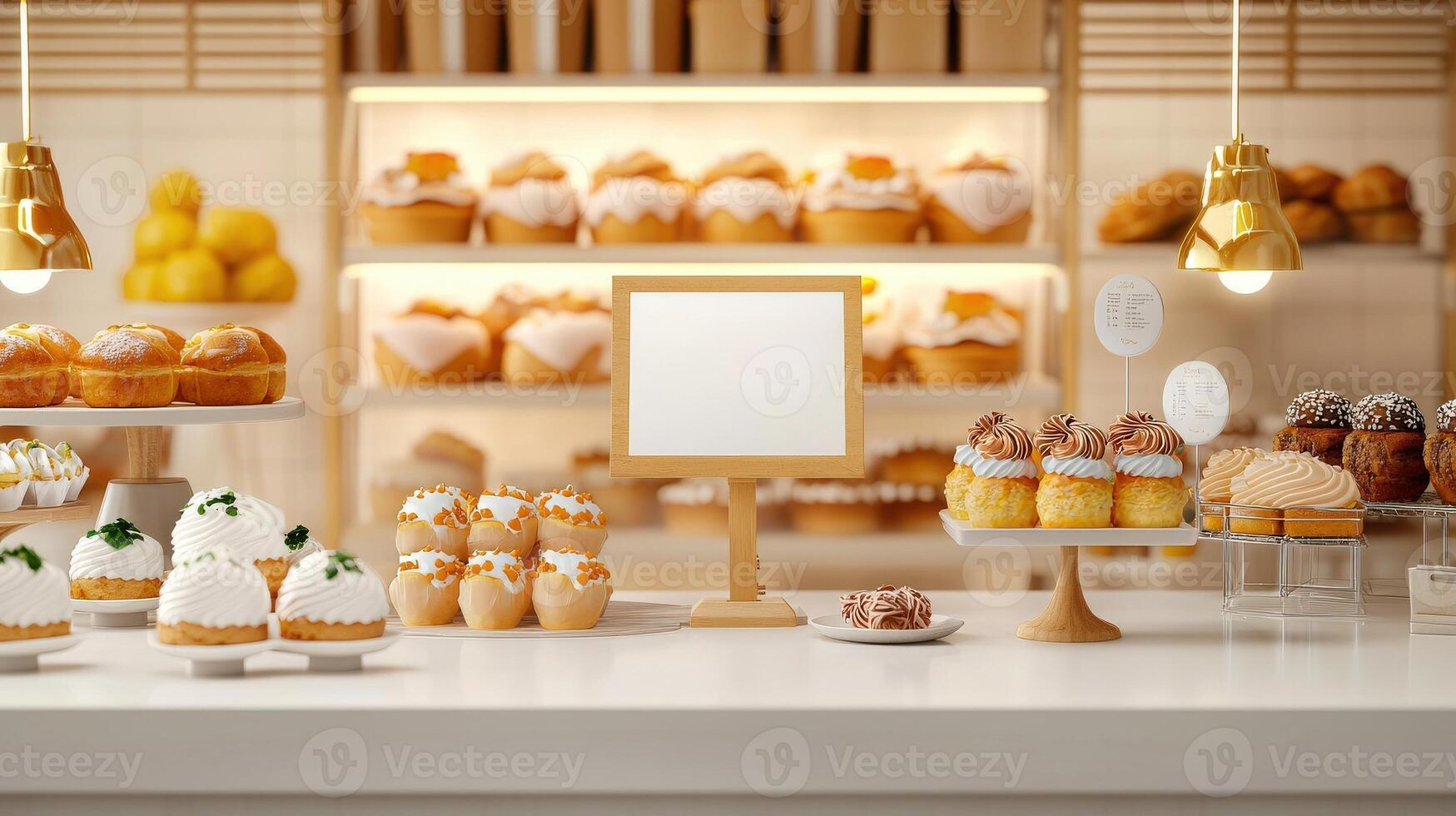 A bakery with many pastries and cakes on display photo