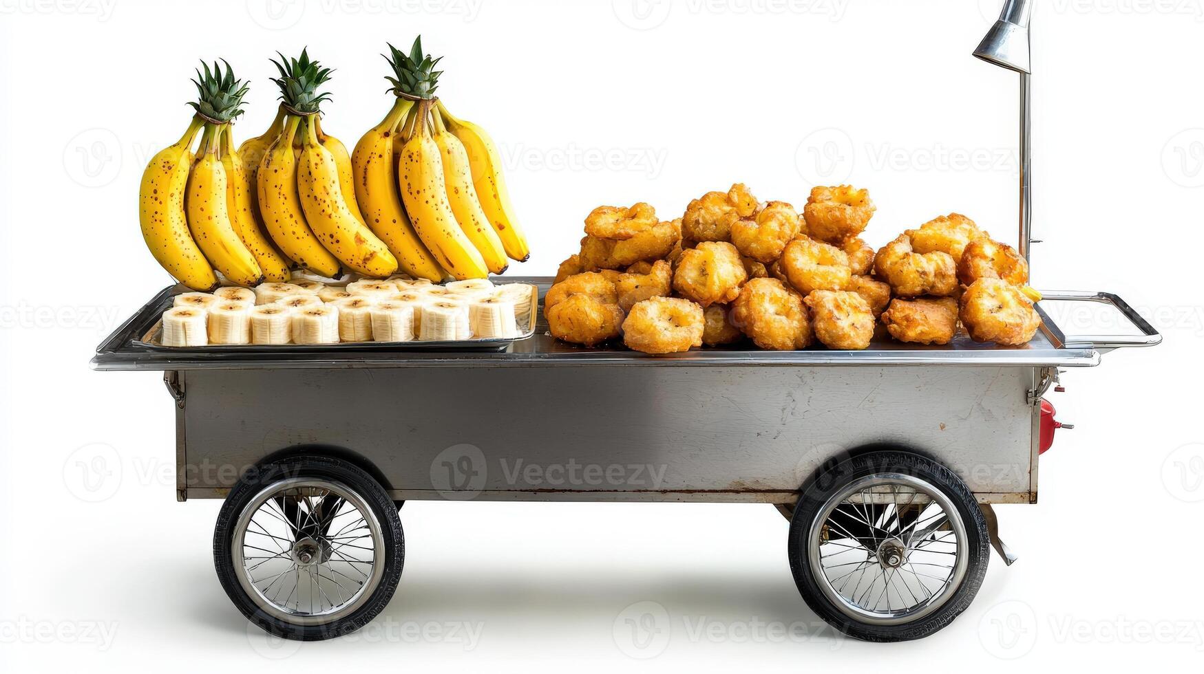 A cart filled with bananas and doughnuts photo