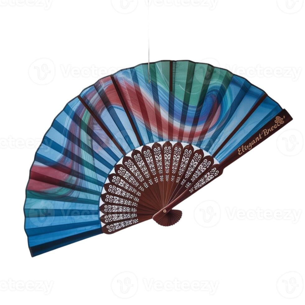 Vibrant Elegance, Colorful Chinese Fan on Pristine White photo