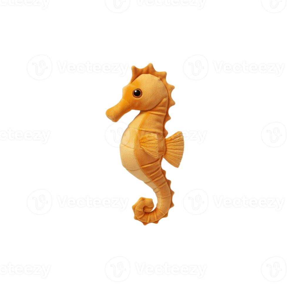 Charming Seahorse Plush on Clean White Canvas, Perfect for Graphic Design photo