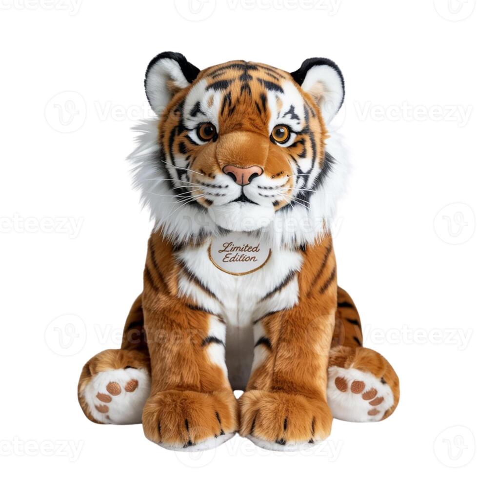 Cute and Charming Tiger Plush for Graphic Design Projects Isolated on White photo