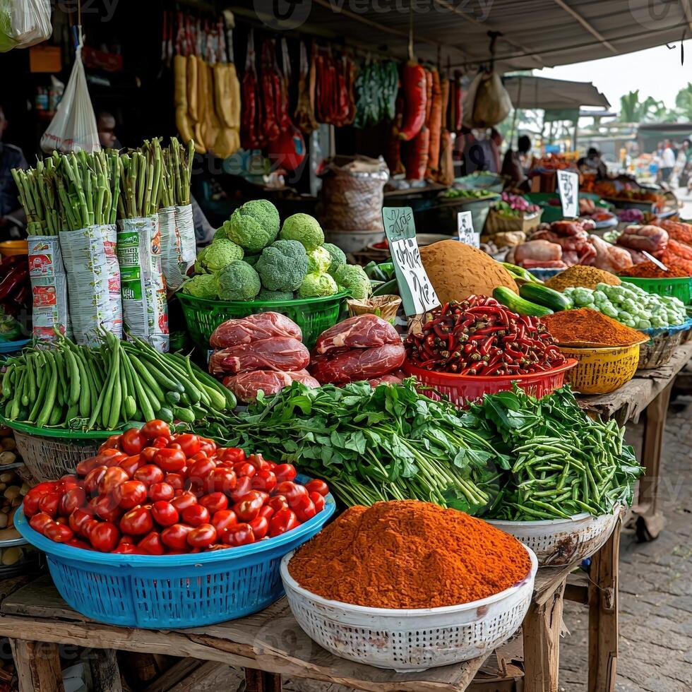 A market with lots of vegetables and fruits photo