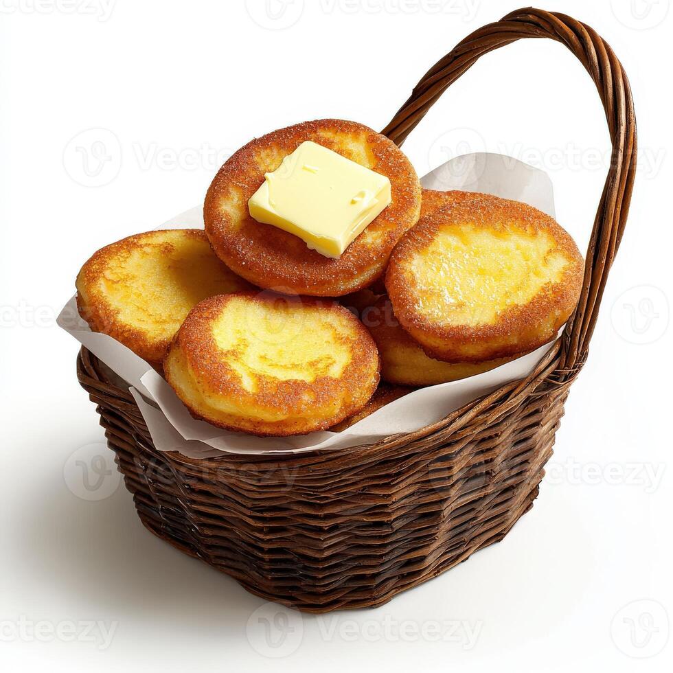 A basket filled with baked goods photo