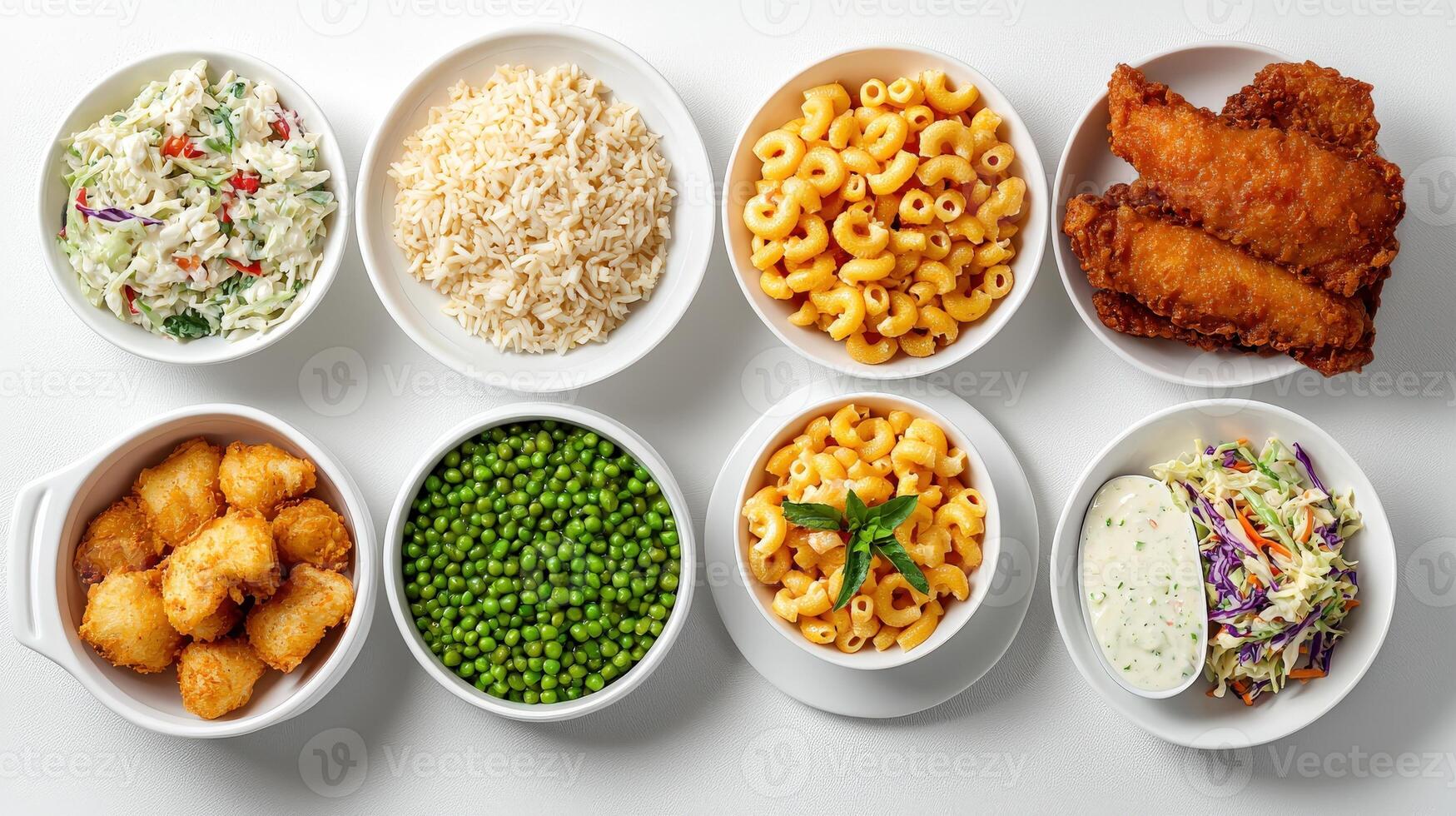 A variety of dishes including chicken, fish, and vegetables photo