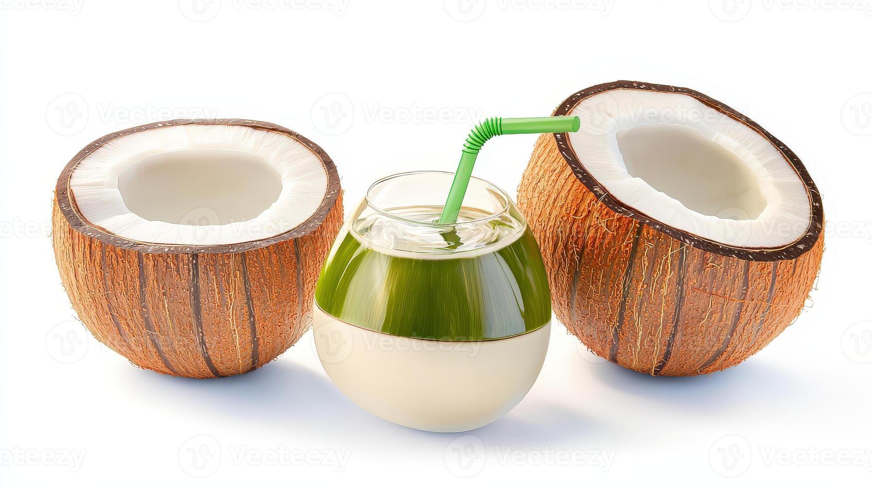 Coconut milk with a straw photo