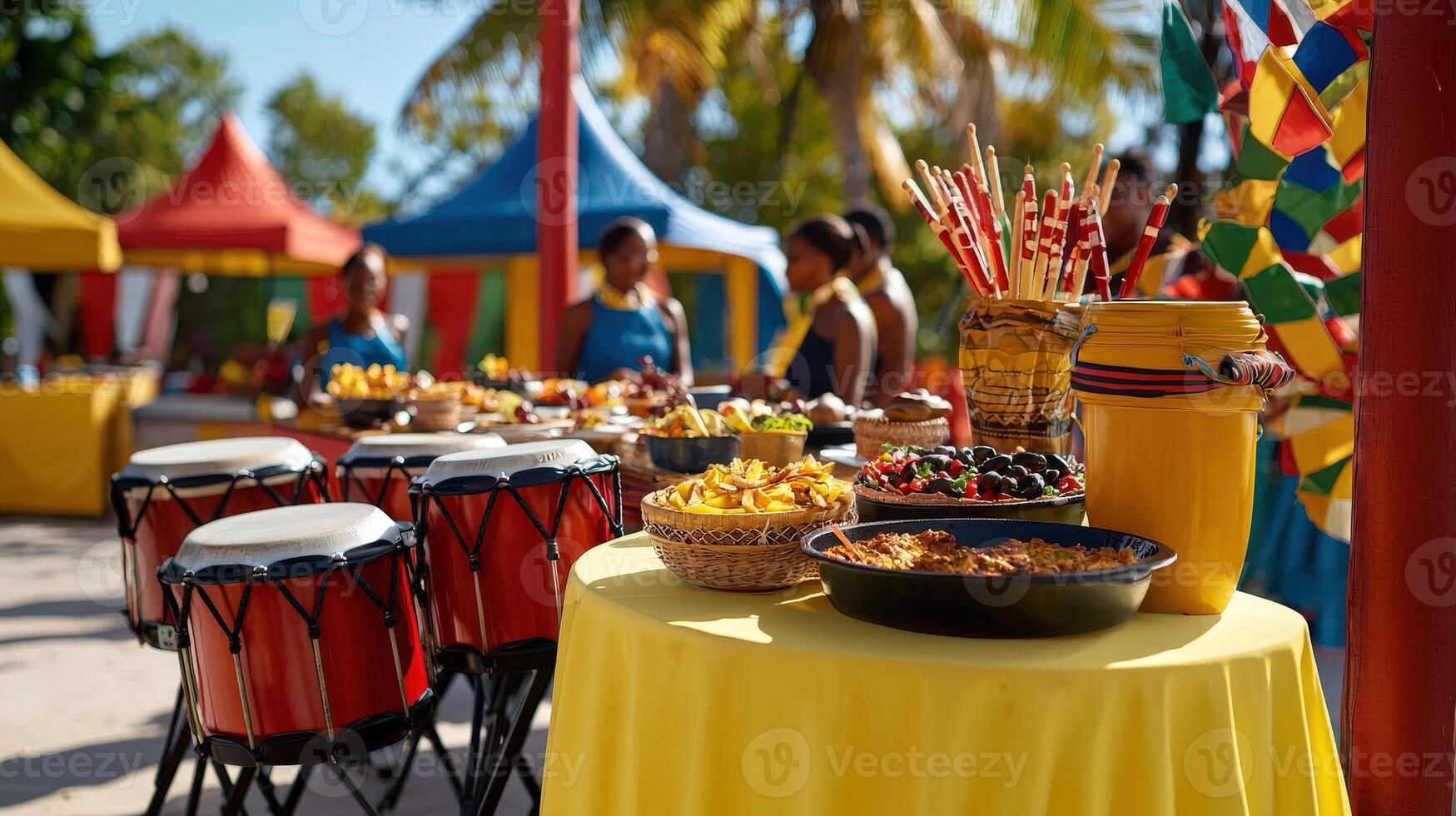 A table with food and decorations at a carnival photo