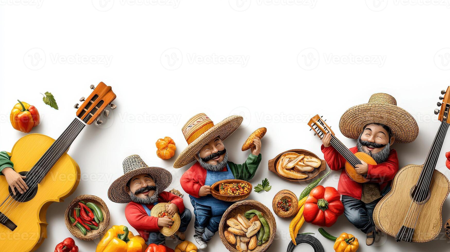 Mexican food with guitar and guitar player photo