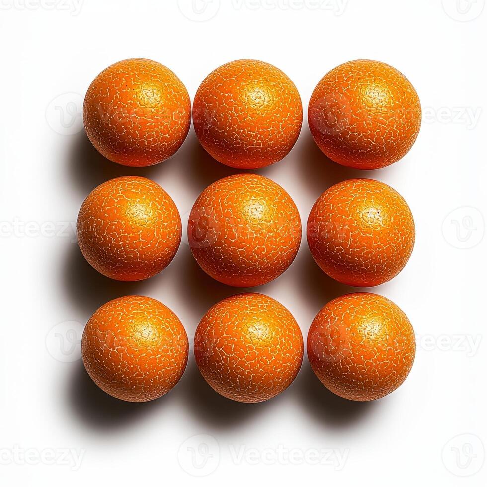 Orange balls arranged in a square pattern photo
