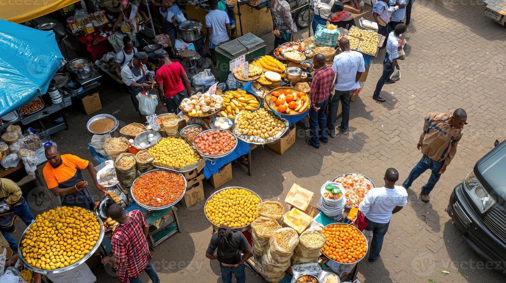 A market with lots of people and lots of food photo