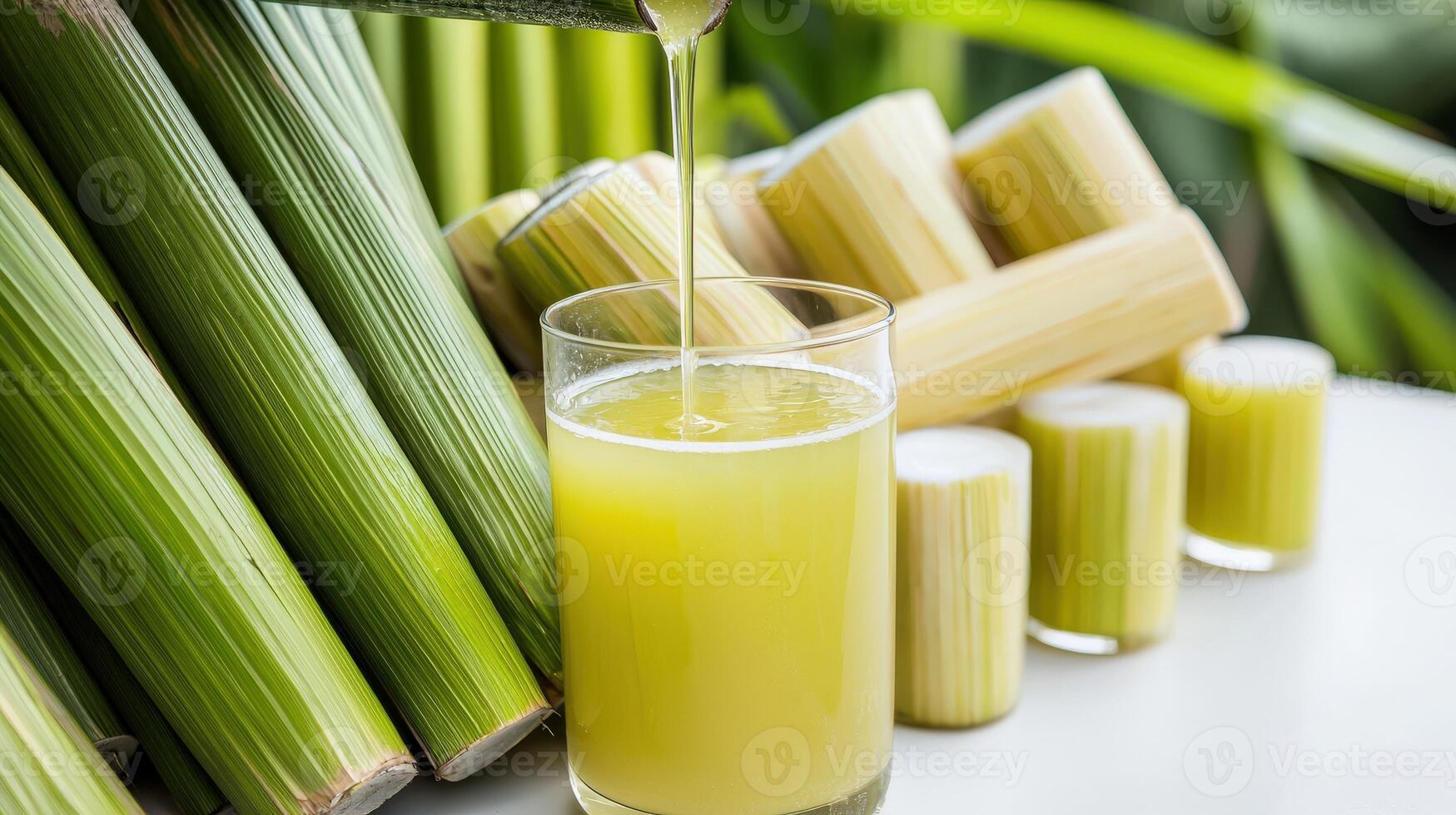 A glass of juice being poured into a glass photo