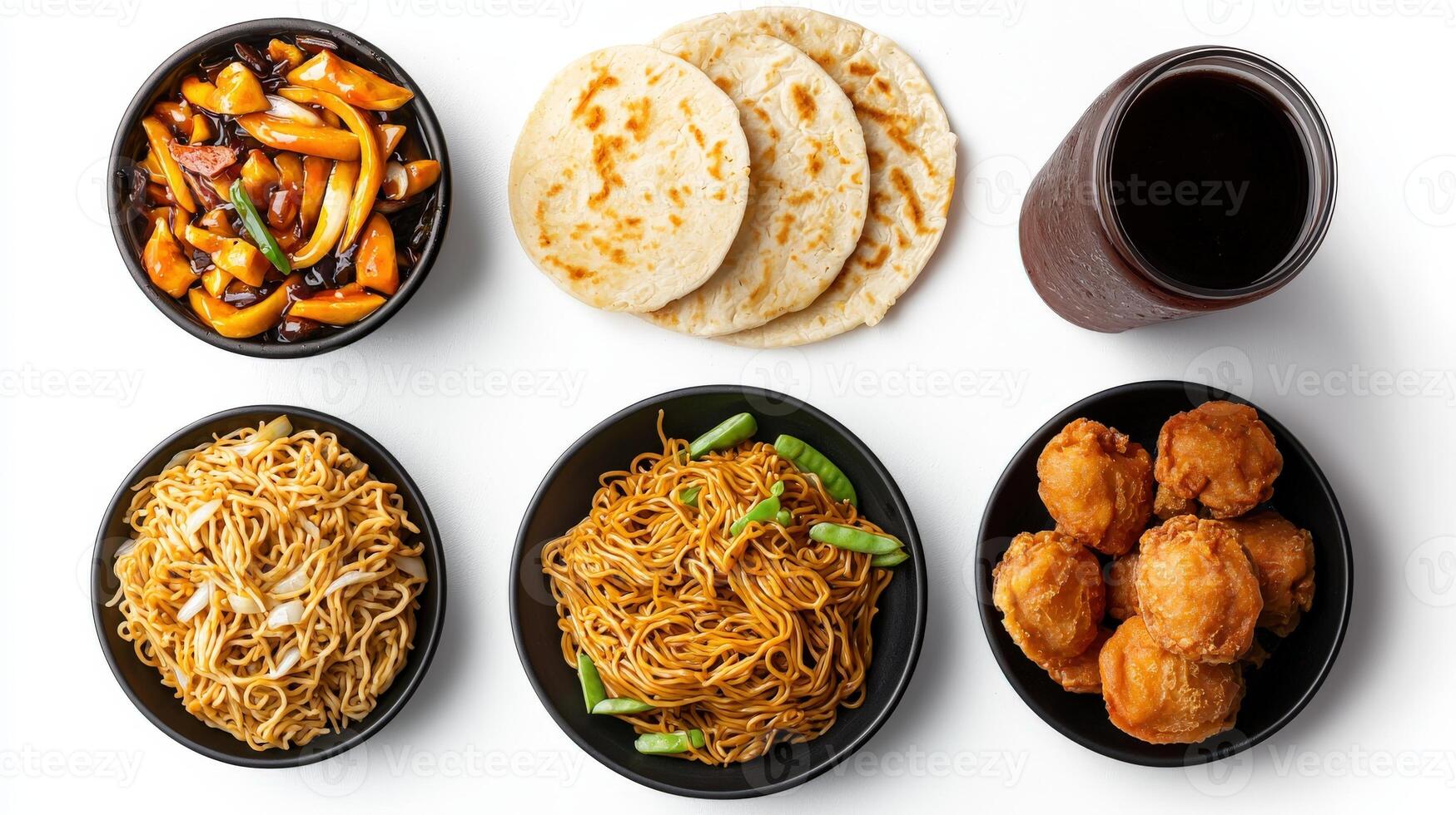 A variety of asian food in bowls photo