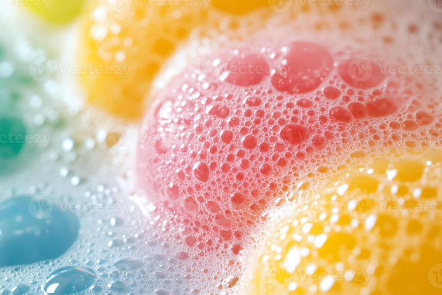Colorful soapy balls creating foam and bubbles photo
