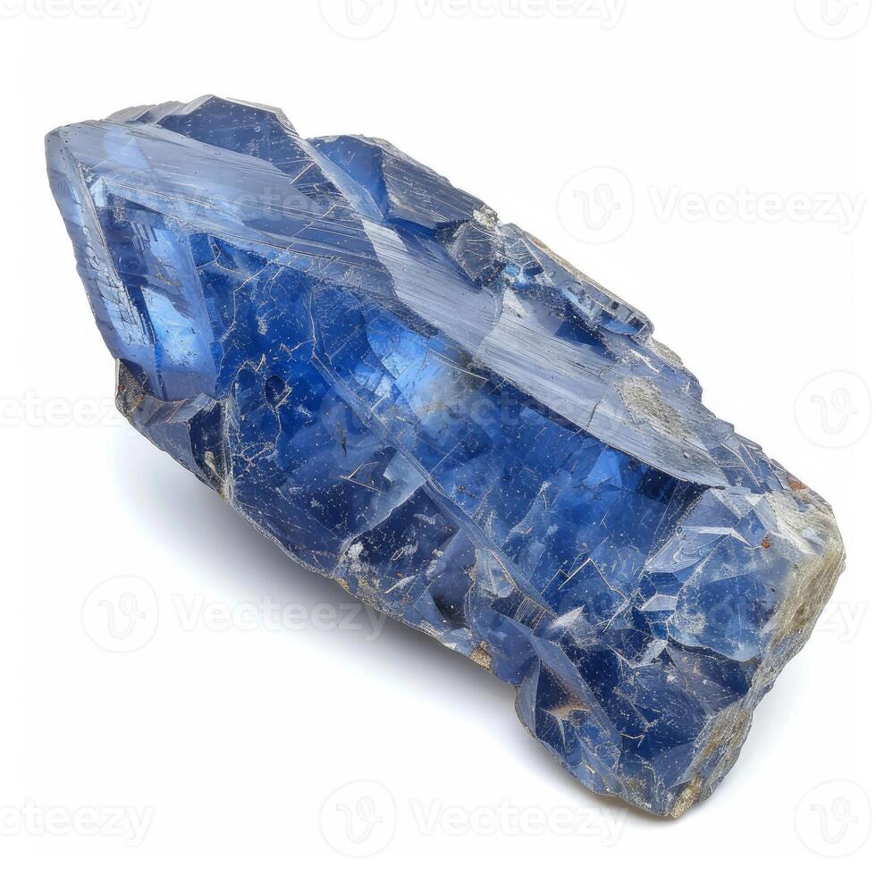 Large blue crystal showing multiple terminations isolated on white photo