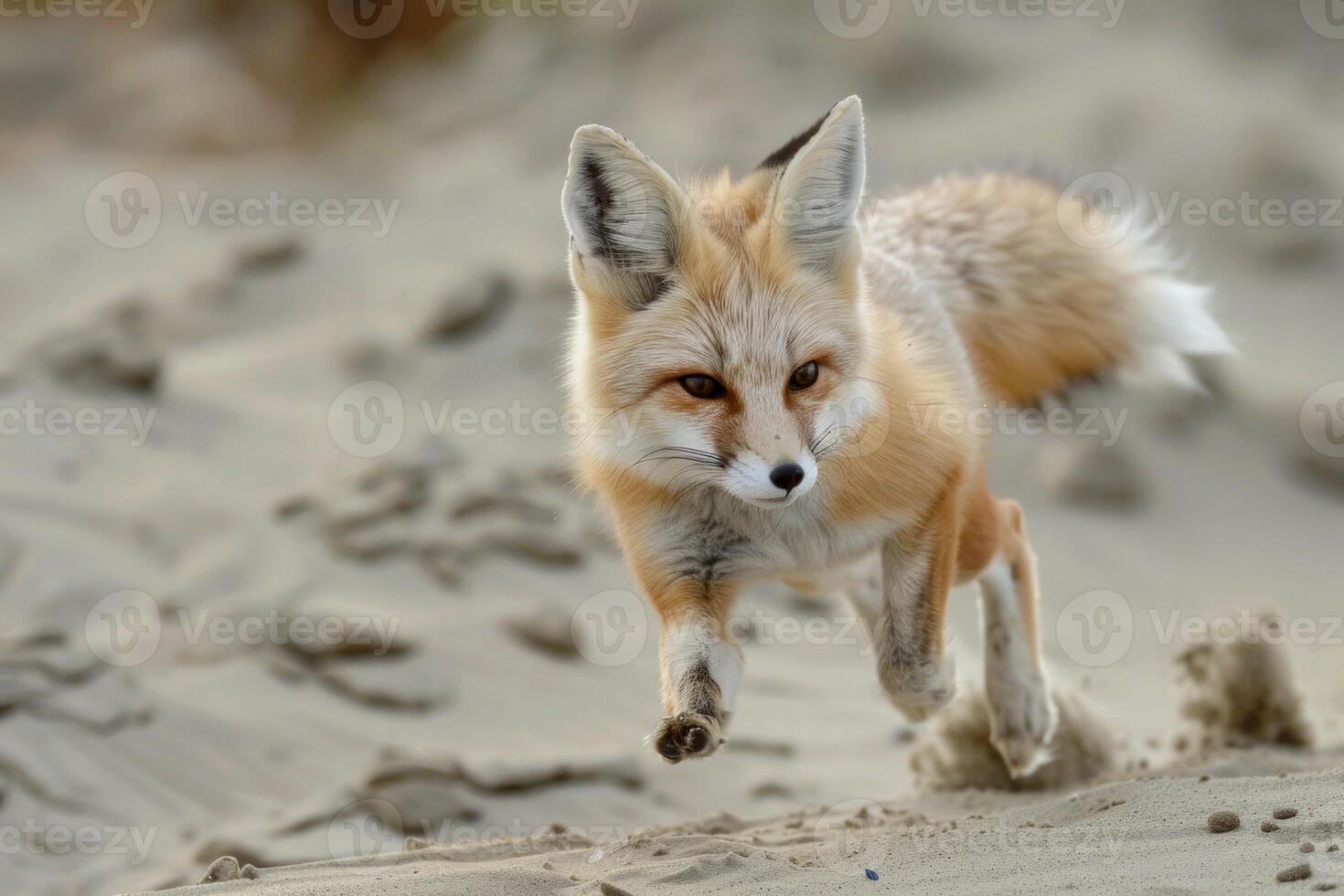 Ruppell's fox running on sand in the desert photo