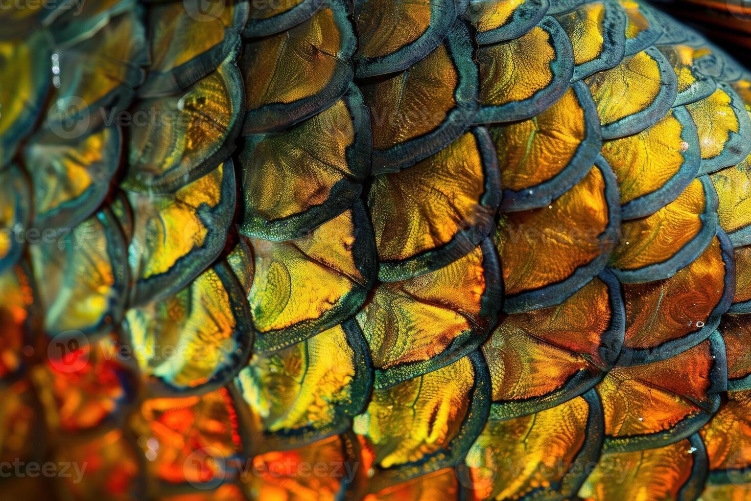 Vibrant fish scales creating intricate natural pattern photo