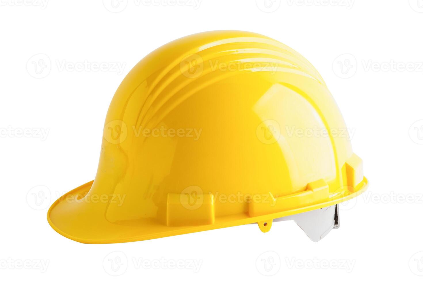Yellow construction helmet isolated on white background with clipping path, engineer safety. photo