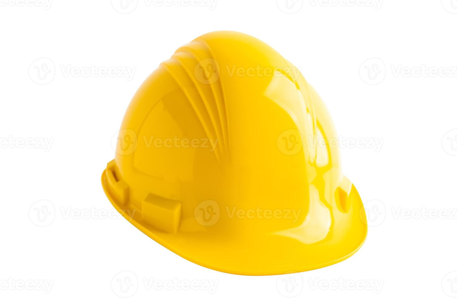 Yellow helmet isolated on white background with clipping path, protect to safety for engineer in construction site. photo