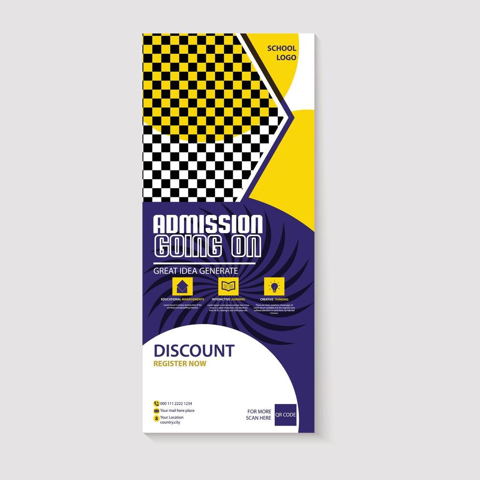 Admission Going On - School Enrollment Promotion Roll Up Design Template vector