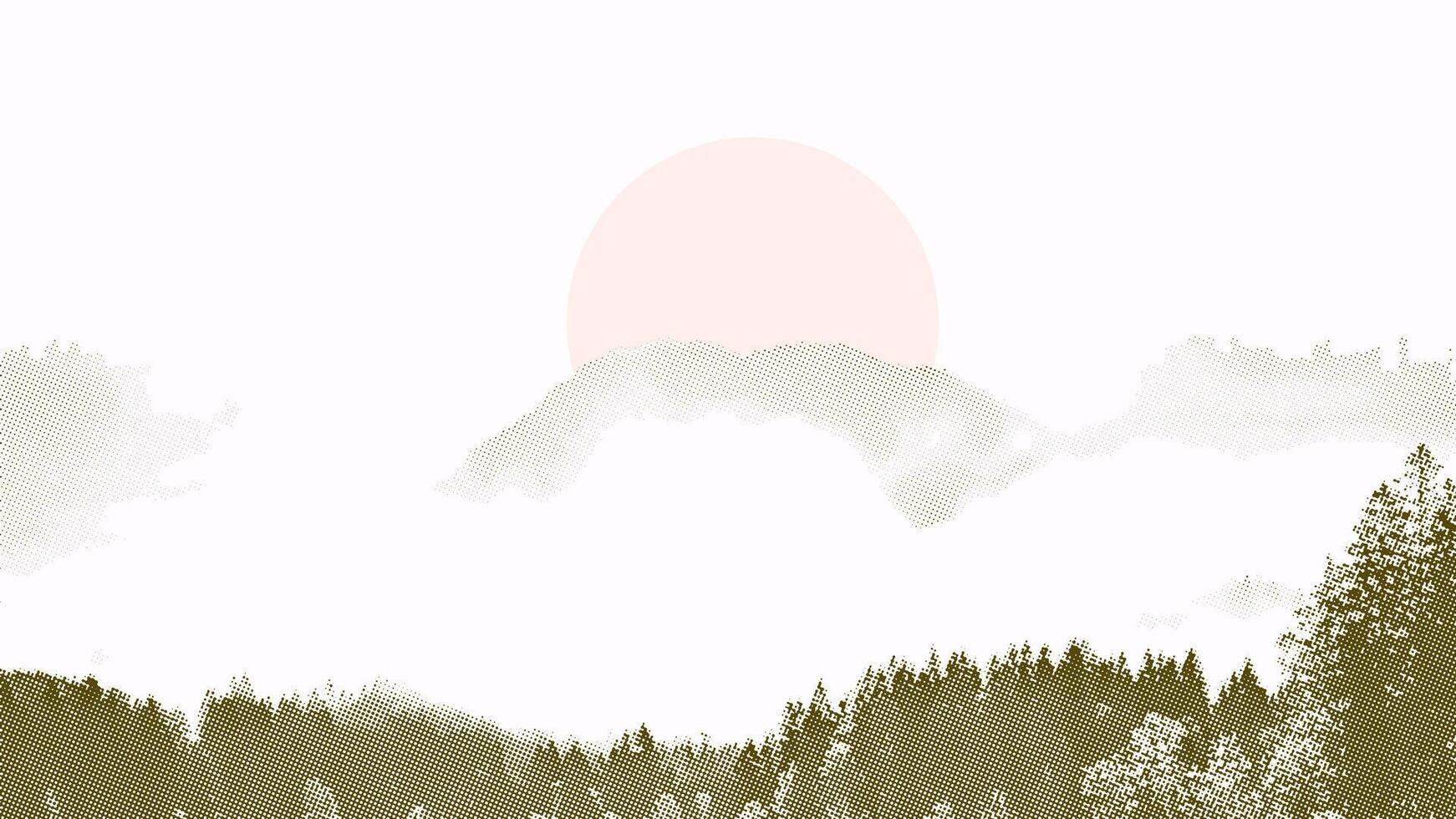 foggy forest and sunset background vector
