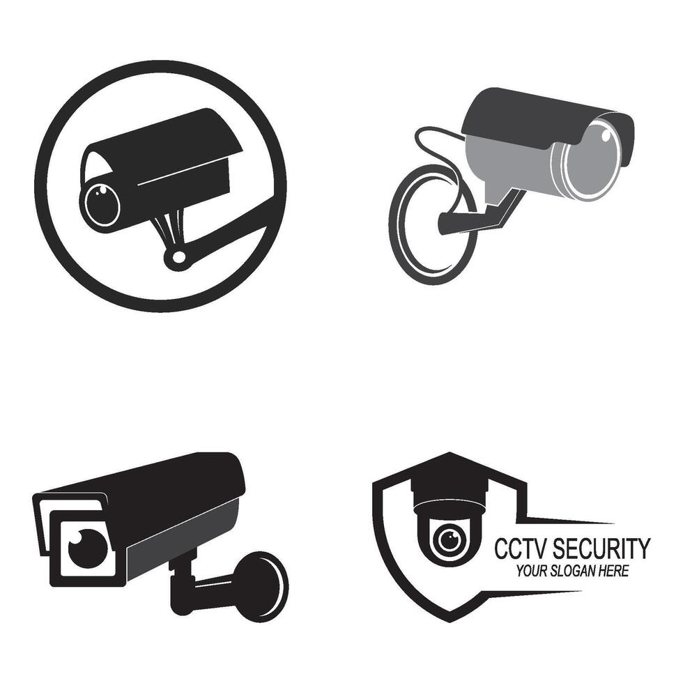 set Fixed CCTV, Security Camera Icon Template design vector