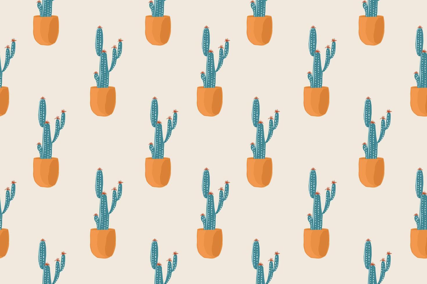 Cactus pattern summer, seamless pattern, cactus fabric pattern, natural style, suitable for various prints, scarves, clothing, cushions, packaging, water bottle pattern. vector