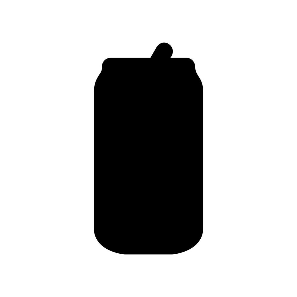 Solid Black Silhouette of a Beverage Can with Pull Tab Detail vector