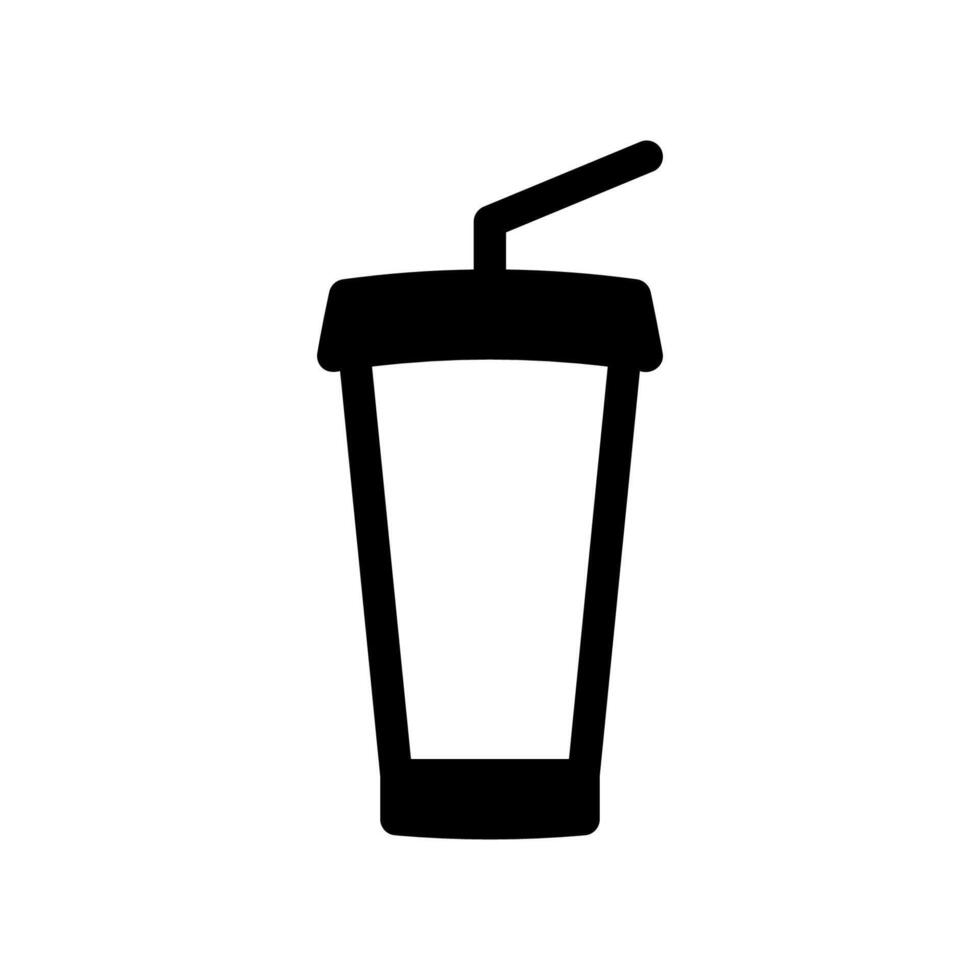 Slender Disposable Beverage Cup with Secure Lid and Drinking Straw vector