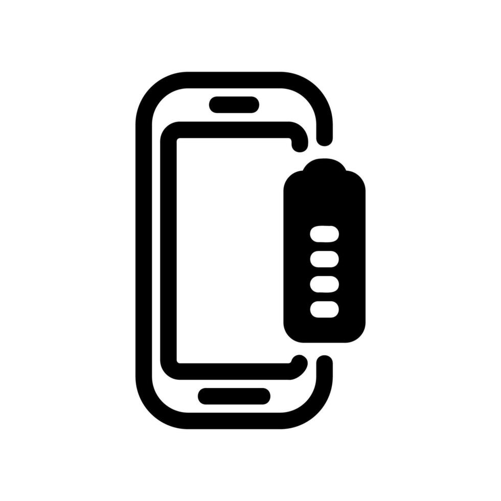 Mobile Device Displaying Battery Charge Level Indicator on Screen vector