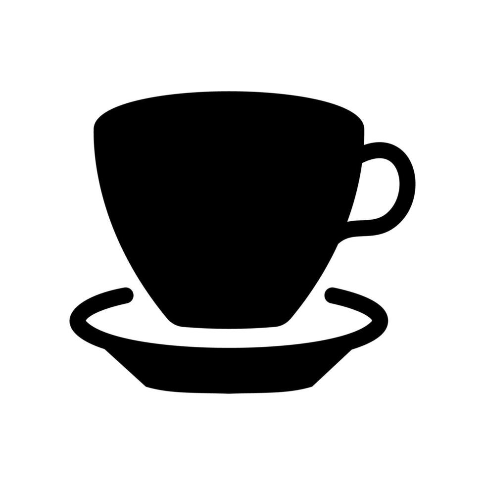 Classic Black Silhouette of a Cup and Saucer Set for Drinks vector