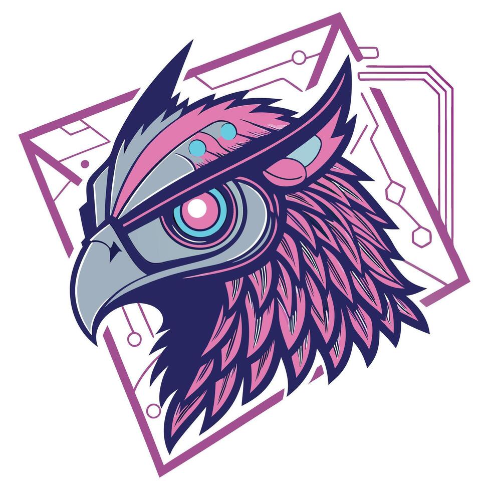 a futuristic illustration of an owl face vector