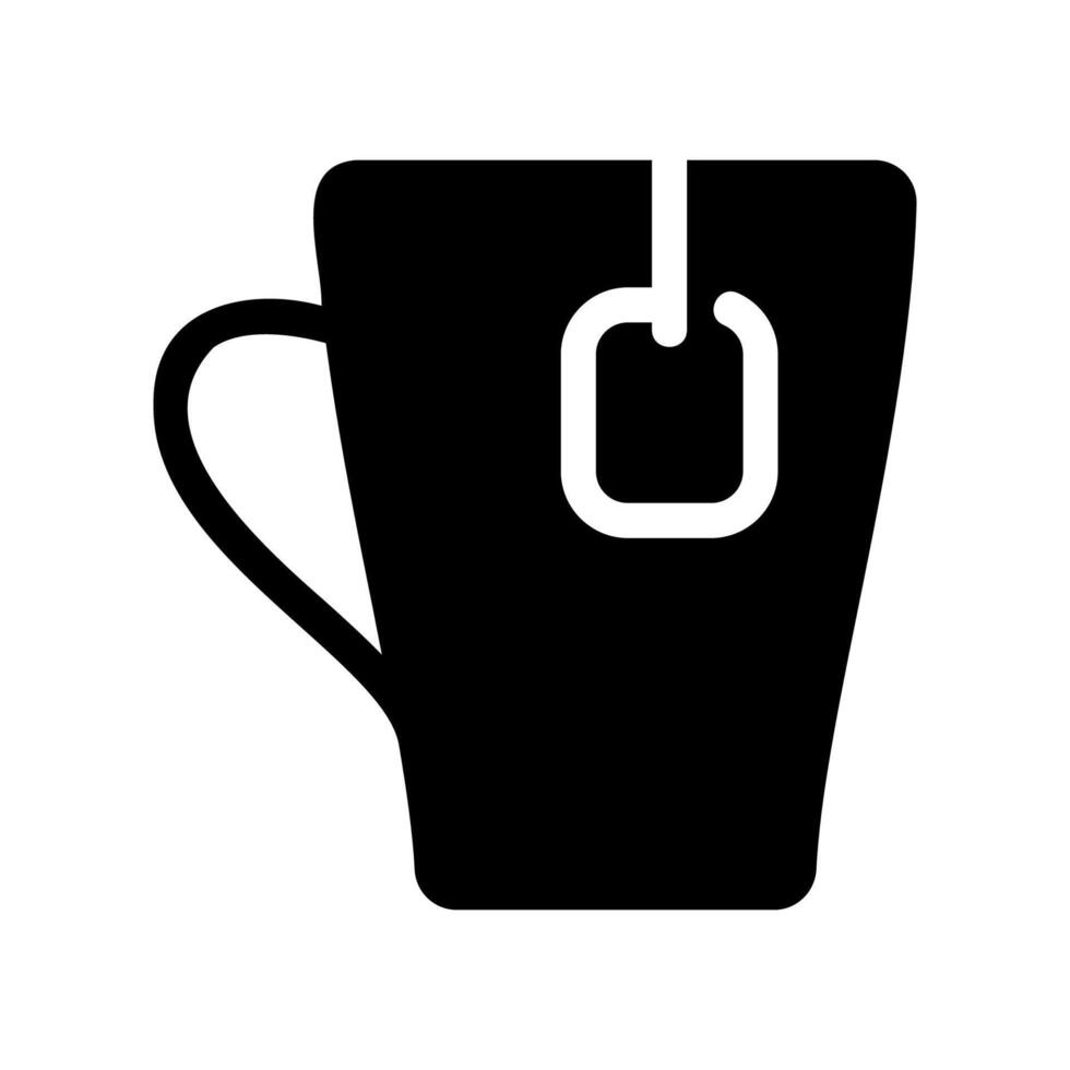 Black Silhouette Mug with Steeping Tea Bag and Handle Icon Design vector
