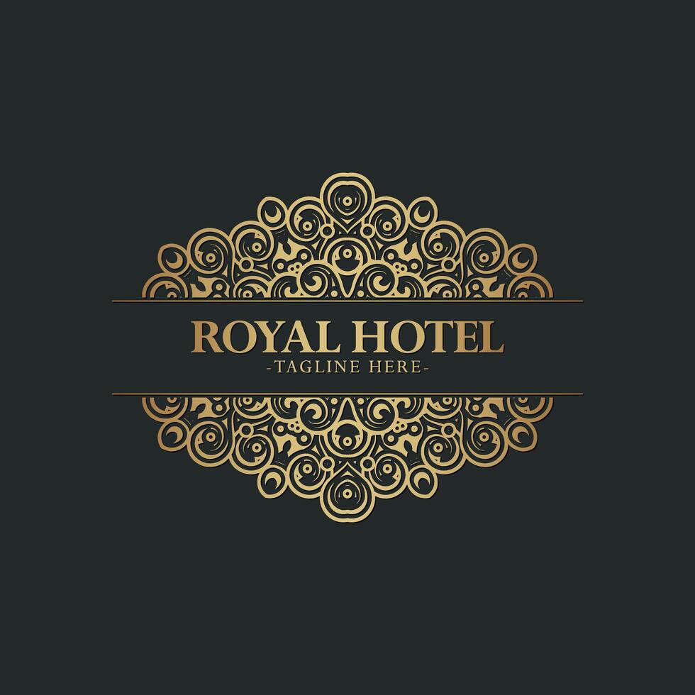 Luxury Royal Hotel Logo Design with ornament vector