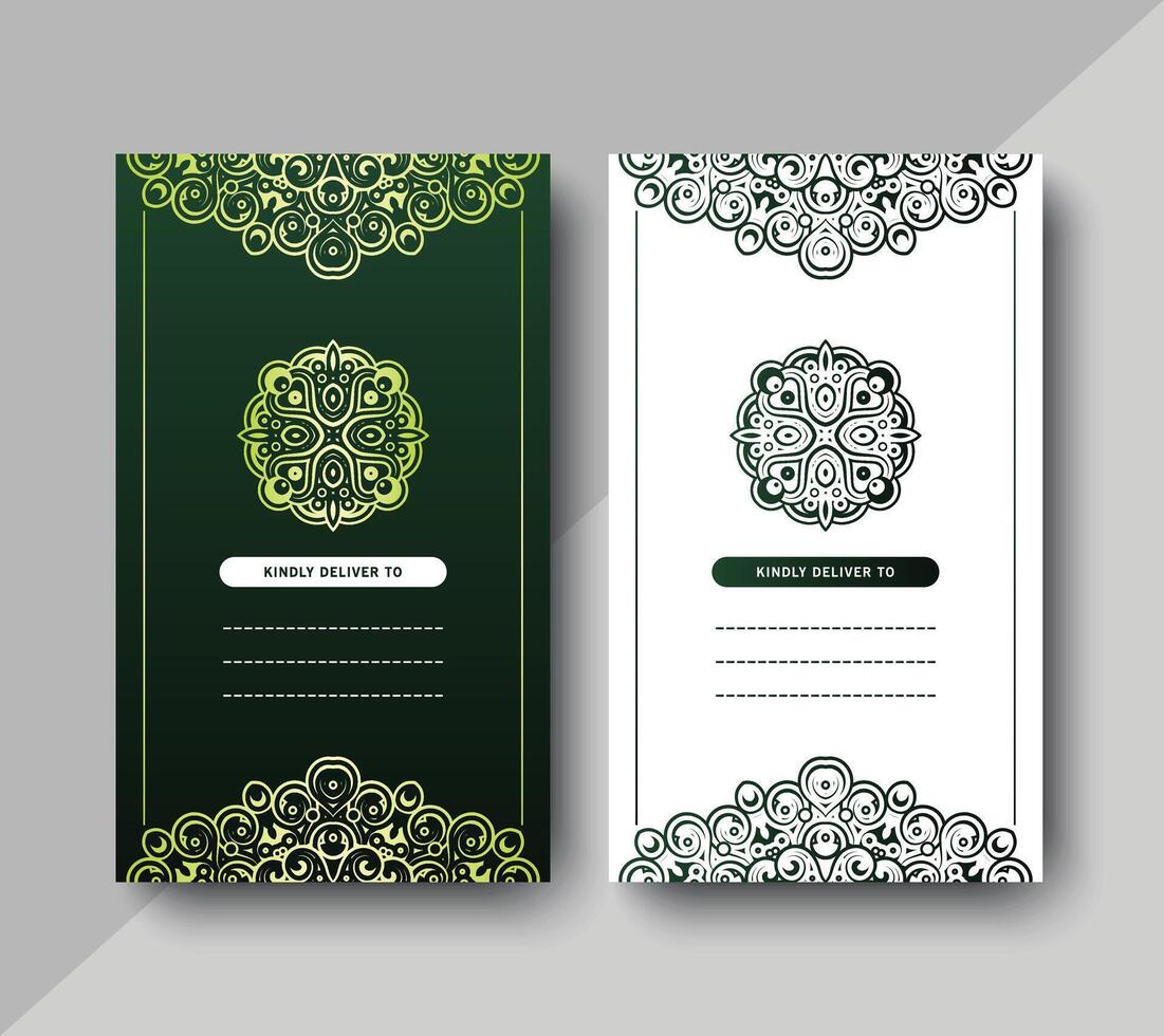 Luxury green art message card design. vector