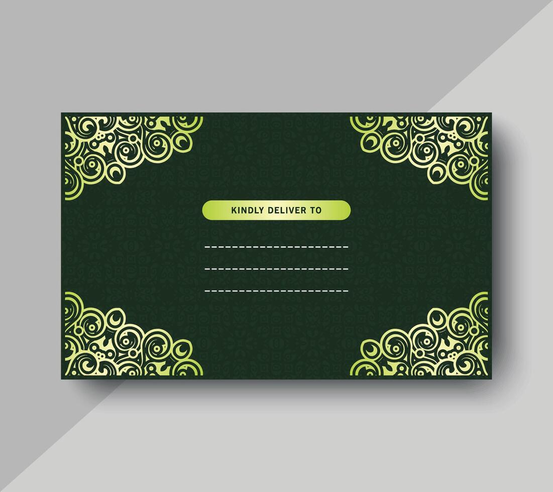 Luxury green art message card vector