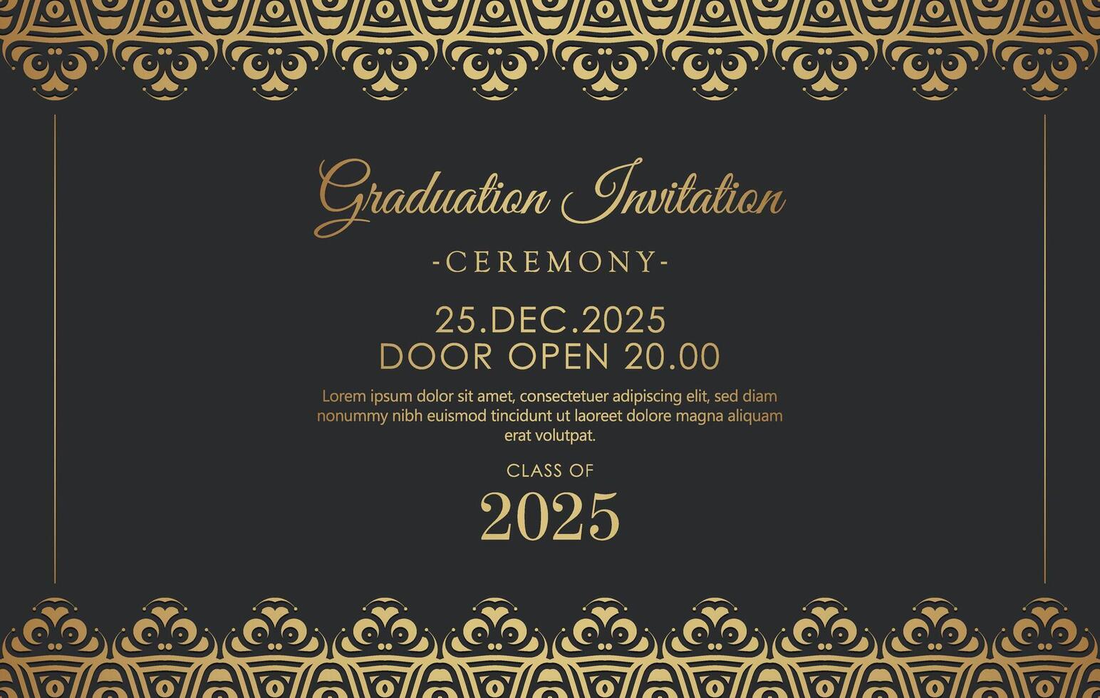 sophisticated invitation template for a graduation ceremony, featuring rich green background template vector