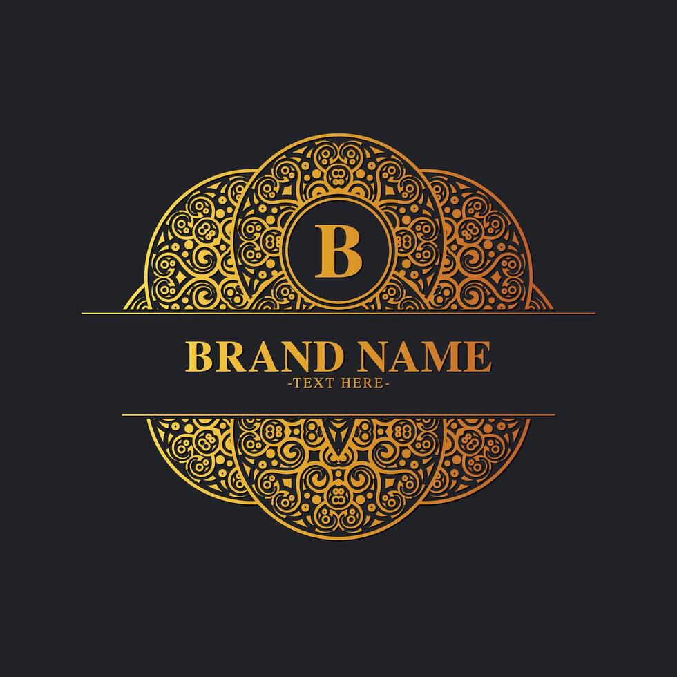 gold decorative logo design featuring the letter B design vector