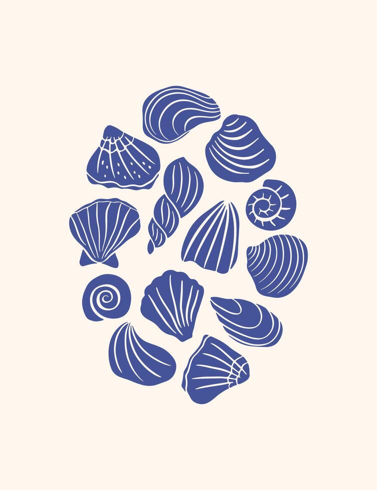 Hand drawn sea shell poster vector