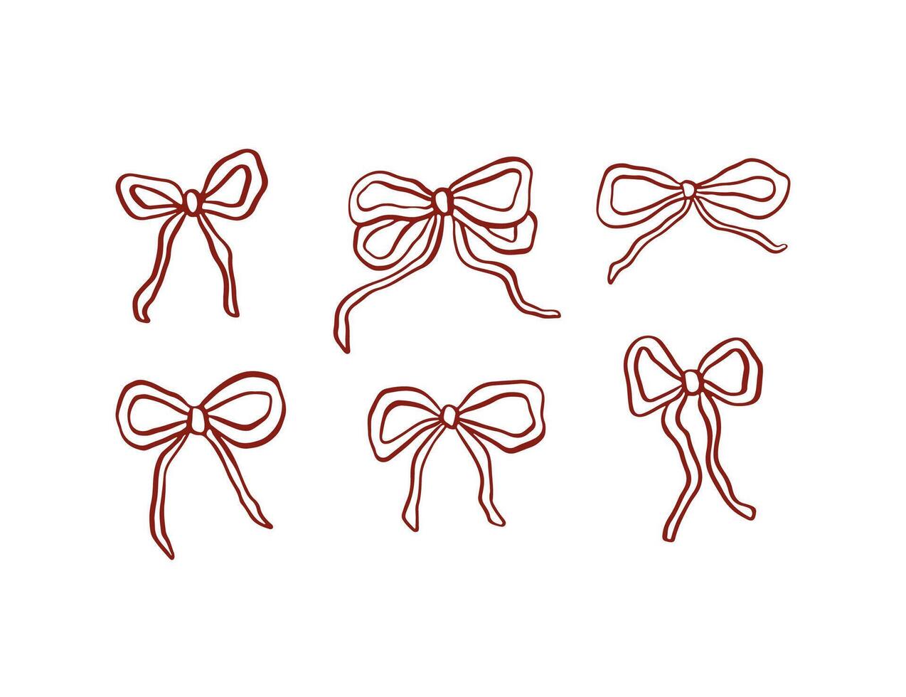 Hand drawn charming ribbon bows vector