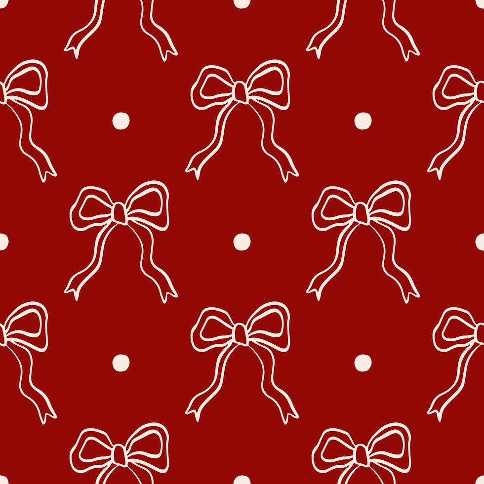 Hand drawn coquette bows pattern vector