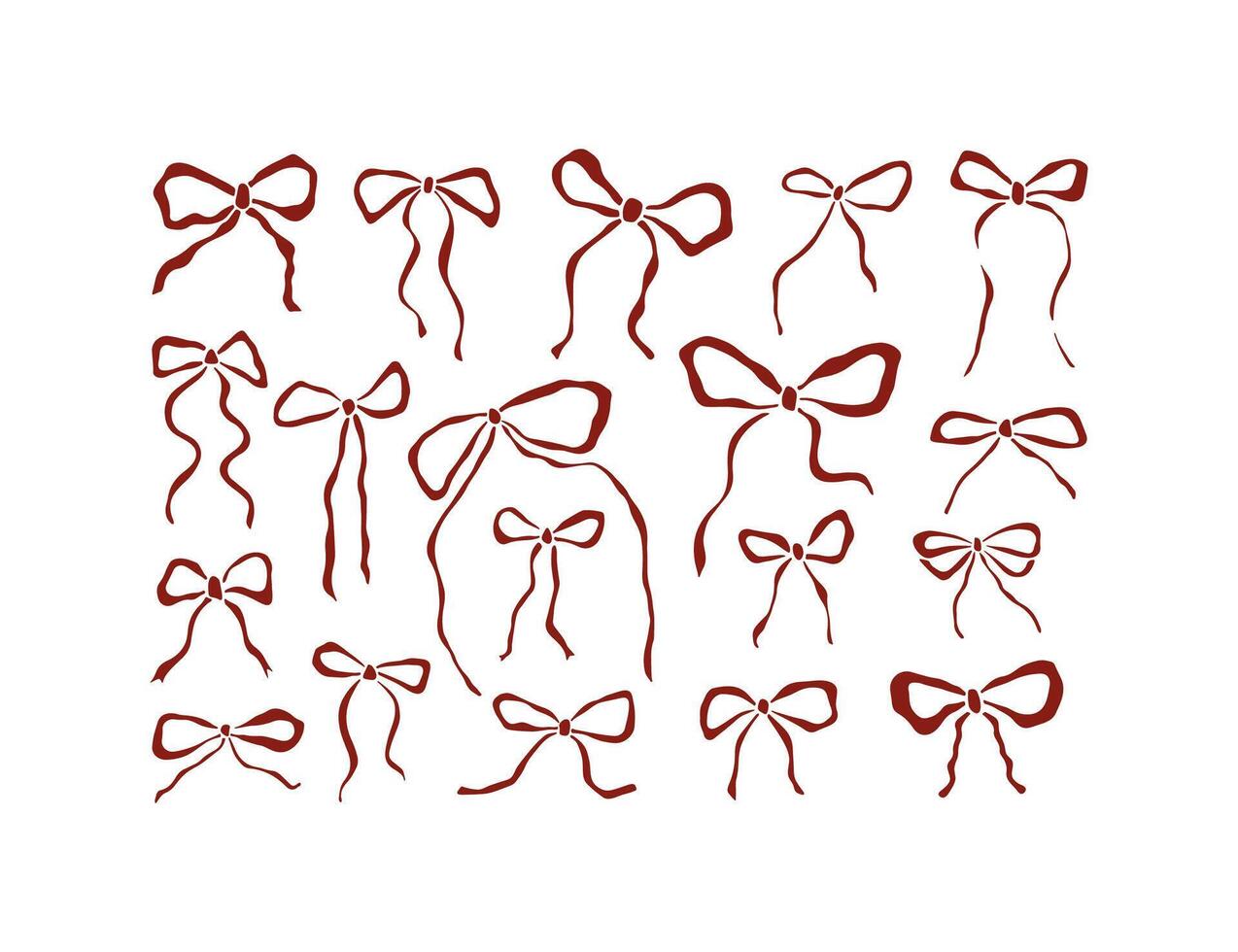 Hand drawn coquette ribbon bows vector