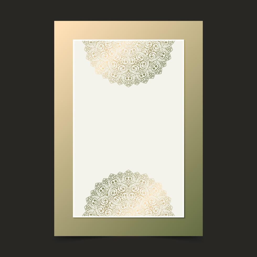 Elegant Gold Ornament Mandala Illustration for Greeting Card or Book Cover vector