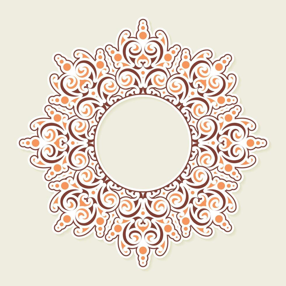 Decorative Ornamental Swirl Design Round Border Illustration. vector