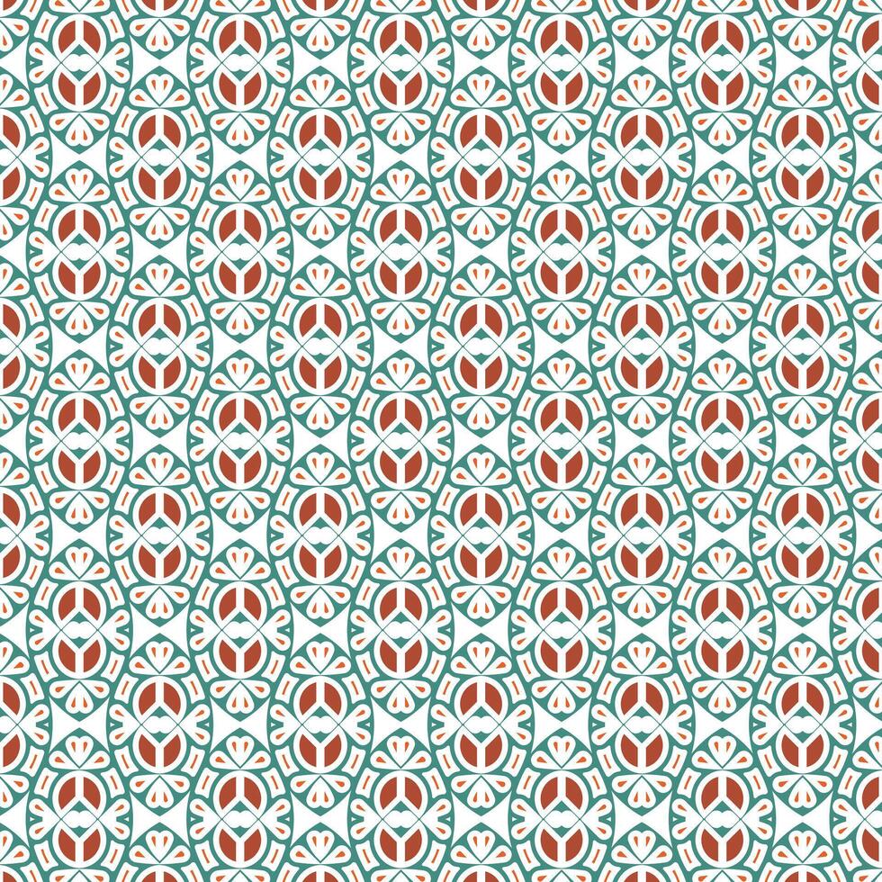 Ornamental Geometric Seamless Pattern Design in Teal and Rust Colors vector