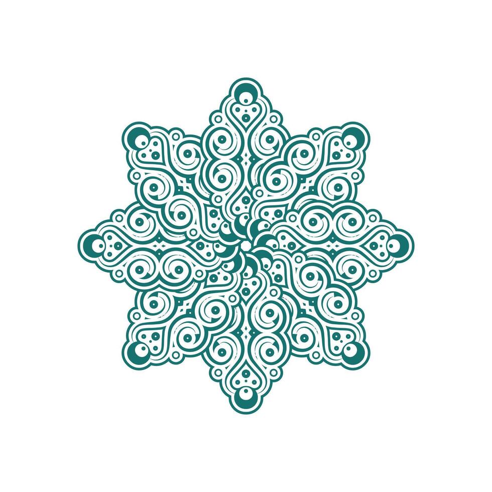 Green Mandala Design on White Background. vector