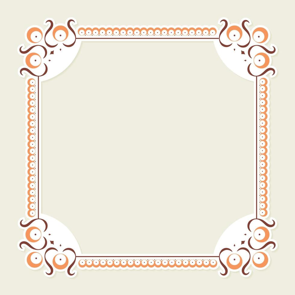 decorative frame design with ornamental corner elements in earthy tone. vector
