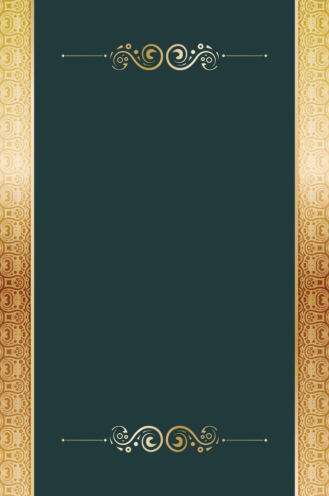 Elegant ornamental background in green and gold color vector