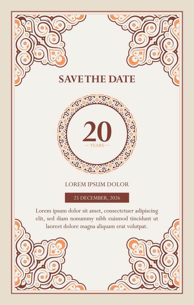 Elegant Anniversary Invitation Card Design with Ornament pattern vector