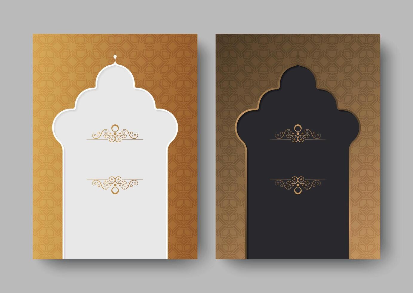 Elegant Geometric Patterned Islamic Book Cover Template Set Design vector