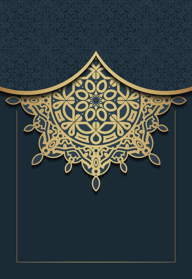 Elegant Decorative Golden Mandala Design on Dark Blue Background Pattern Cover vector